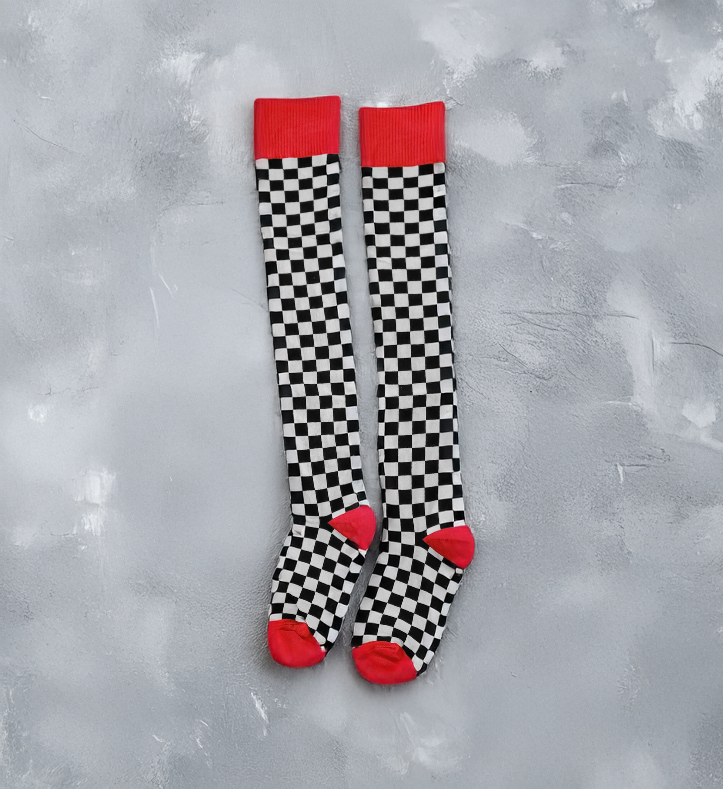 Checkered Thigh-High Socks