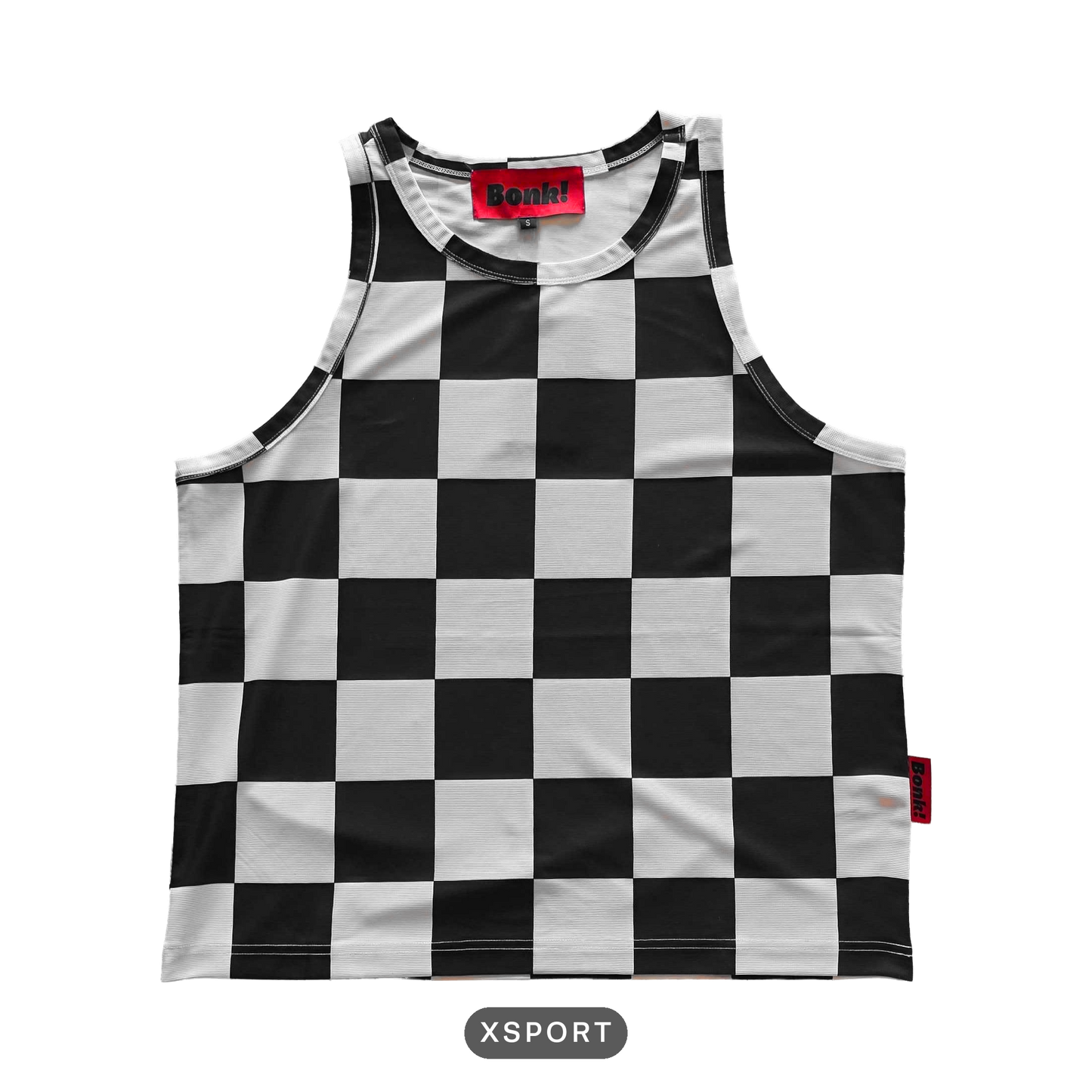 Bonk checkerboard tank, XSPORT build, front, cutout