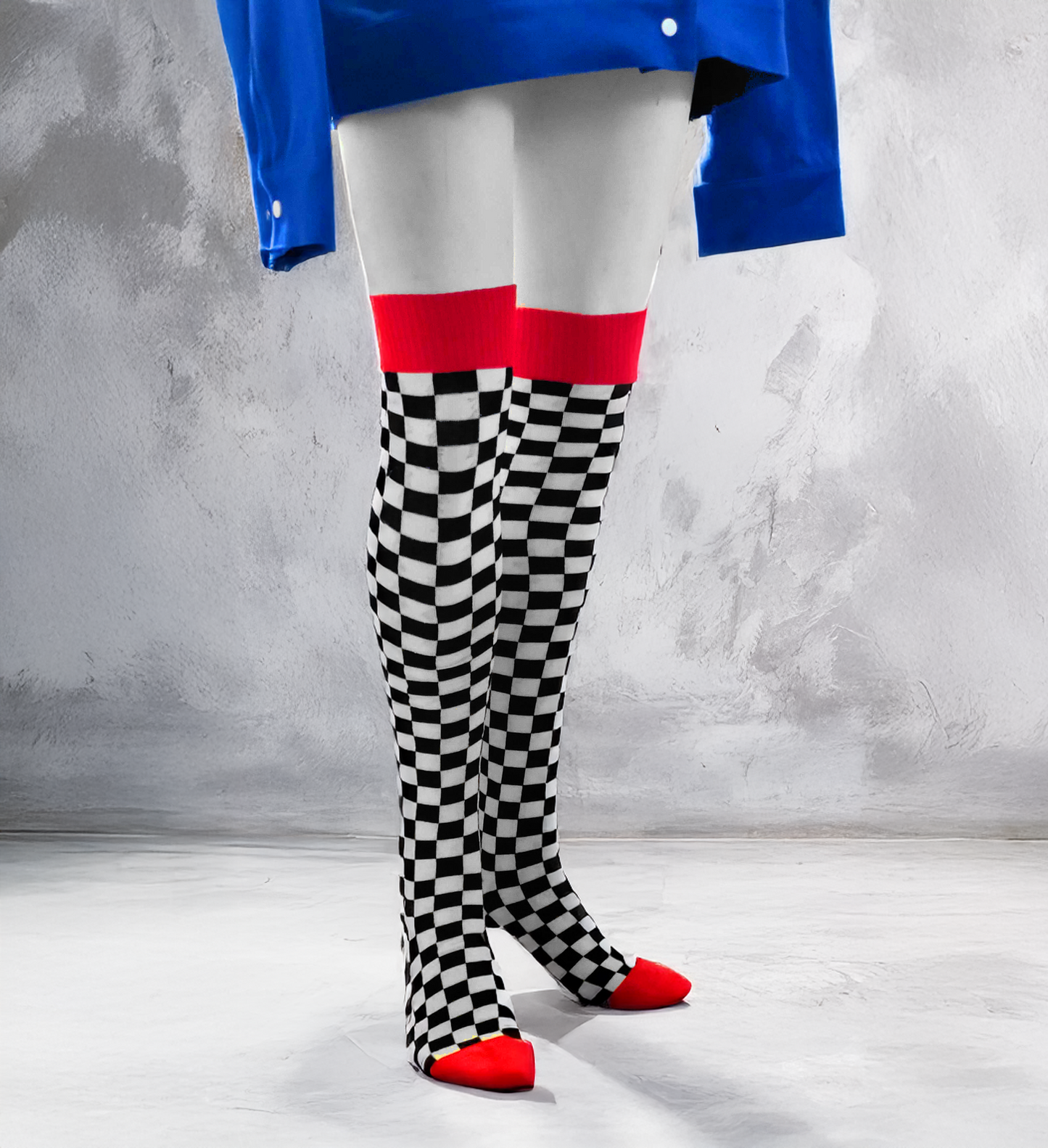 Checkered Thigh-High Socks