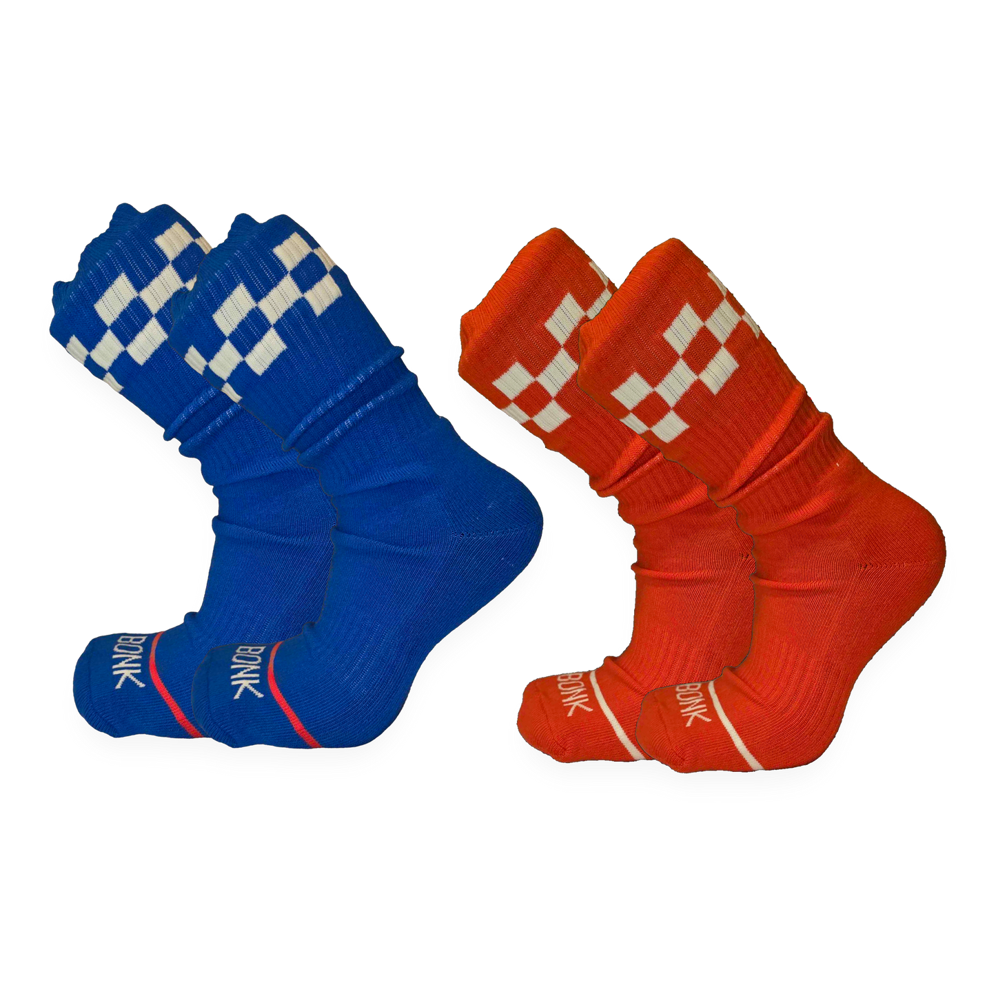 Bonk Cushioned 2-Pack hero - Varsity Blue and Electric Red pairs side by side