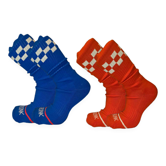 Bonk Cushioned 2-Pack hero - Varsity Blue and Electric Red pairs side by side