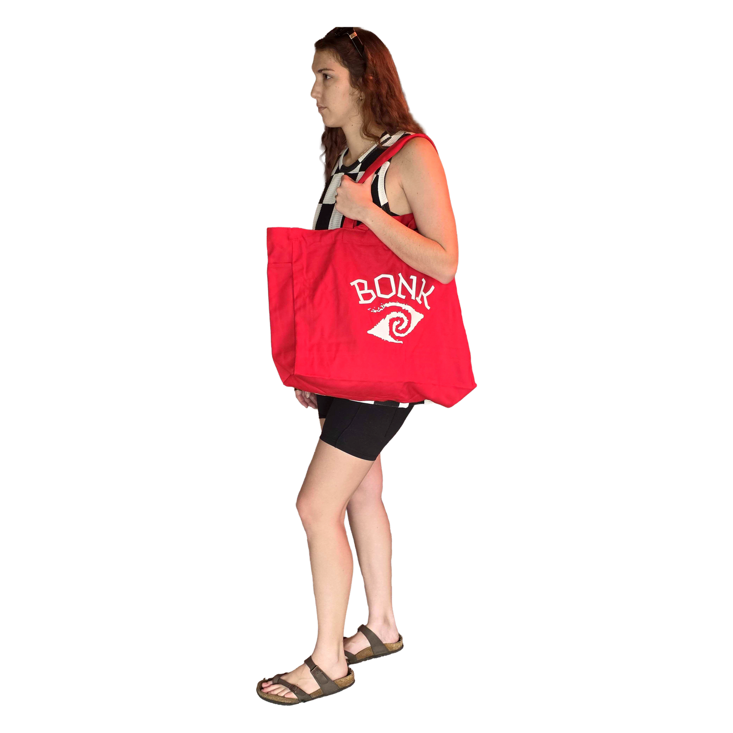 Bonk Canvas Tote Red - lifestyle close-up