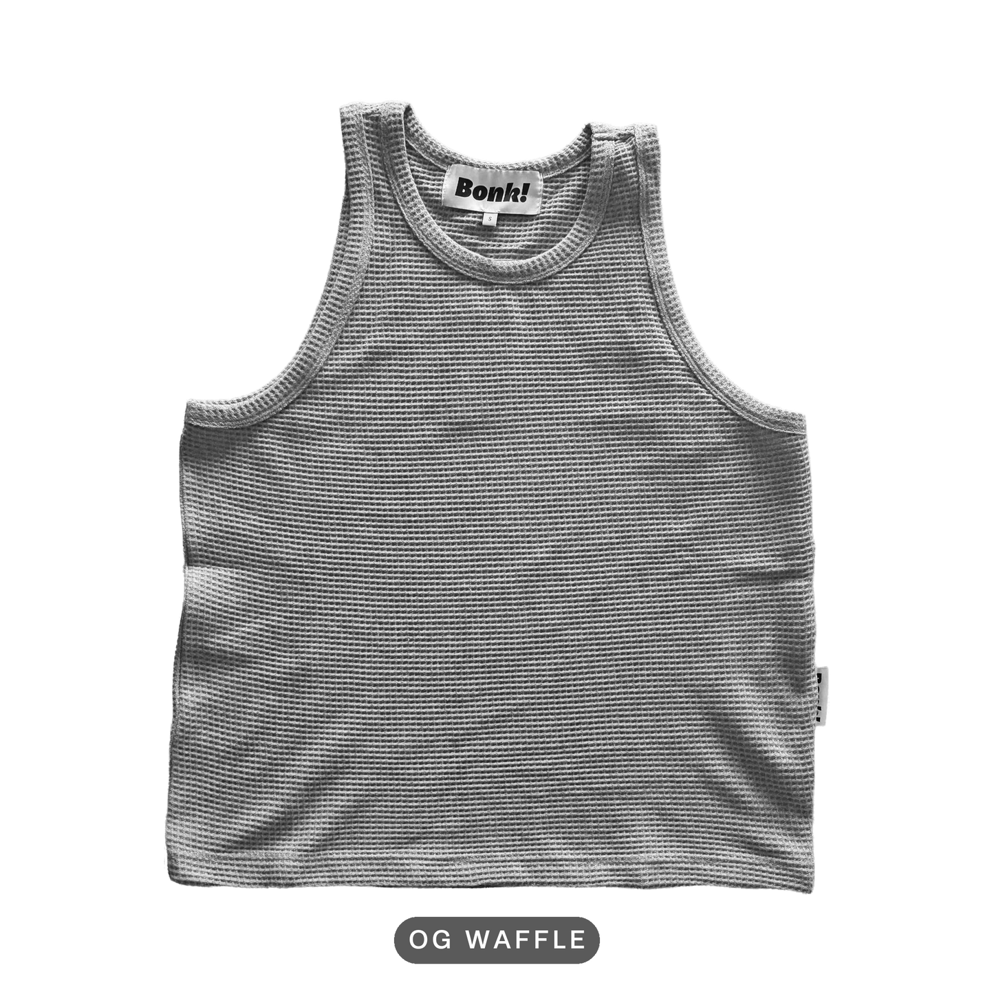 Bonk gray tank, OG Waffle build, front, cutout