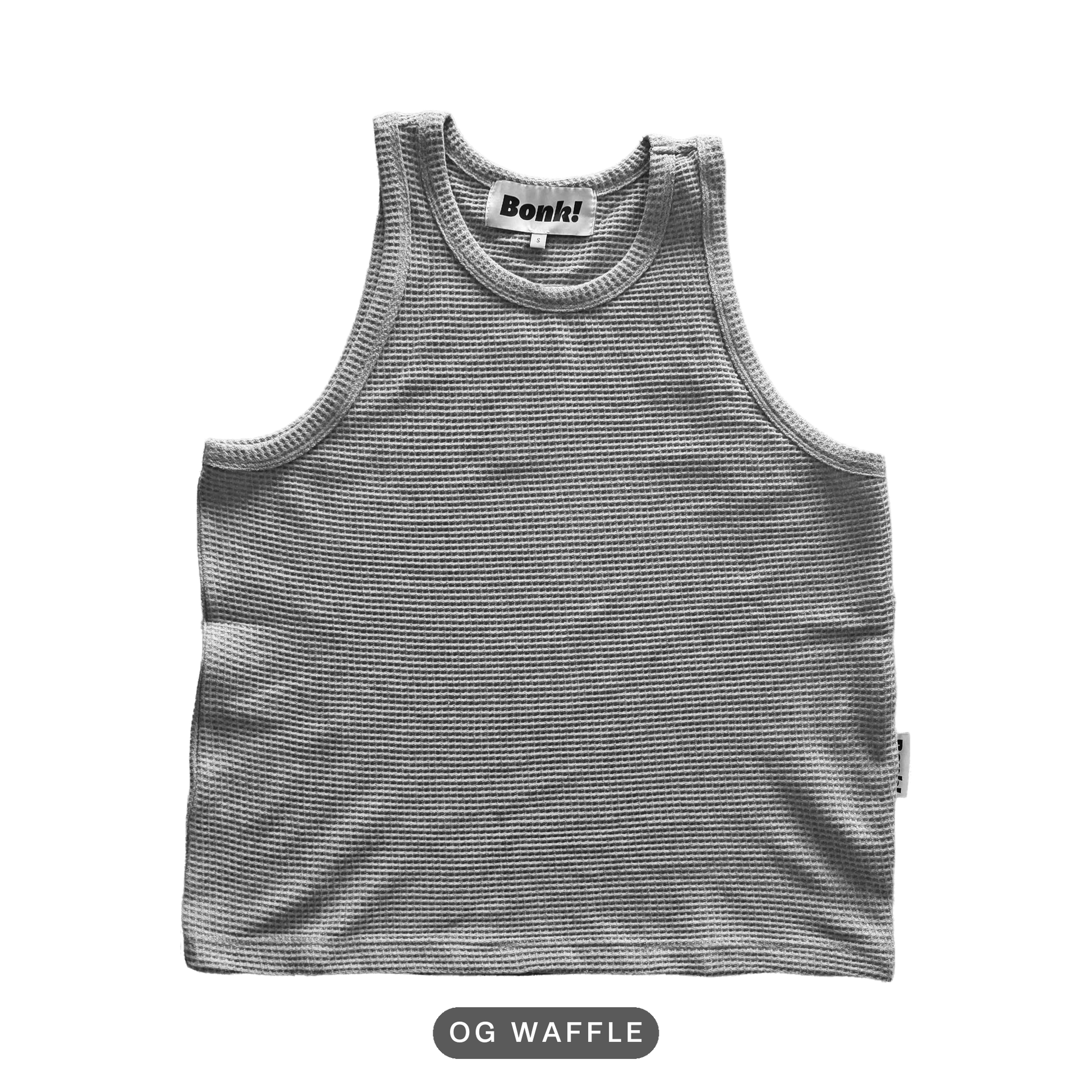 Bonk gray tank, OG Waffle build, front, cutout