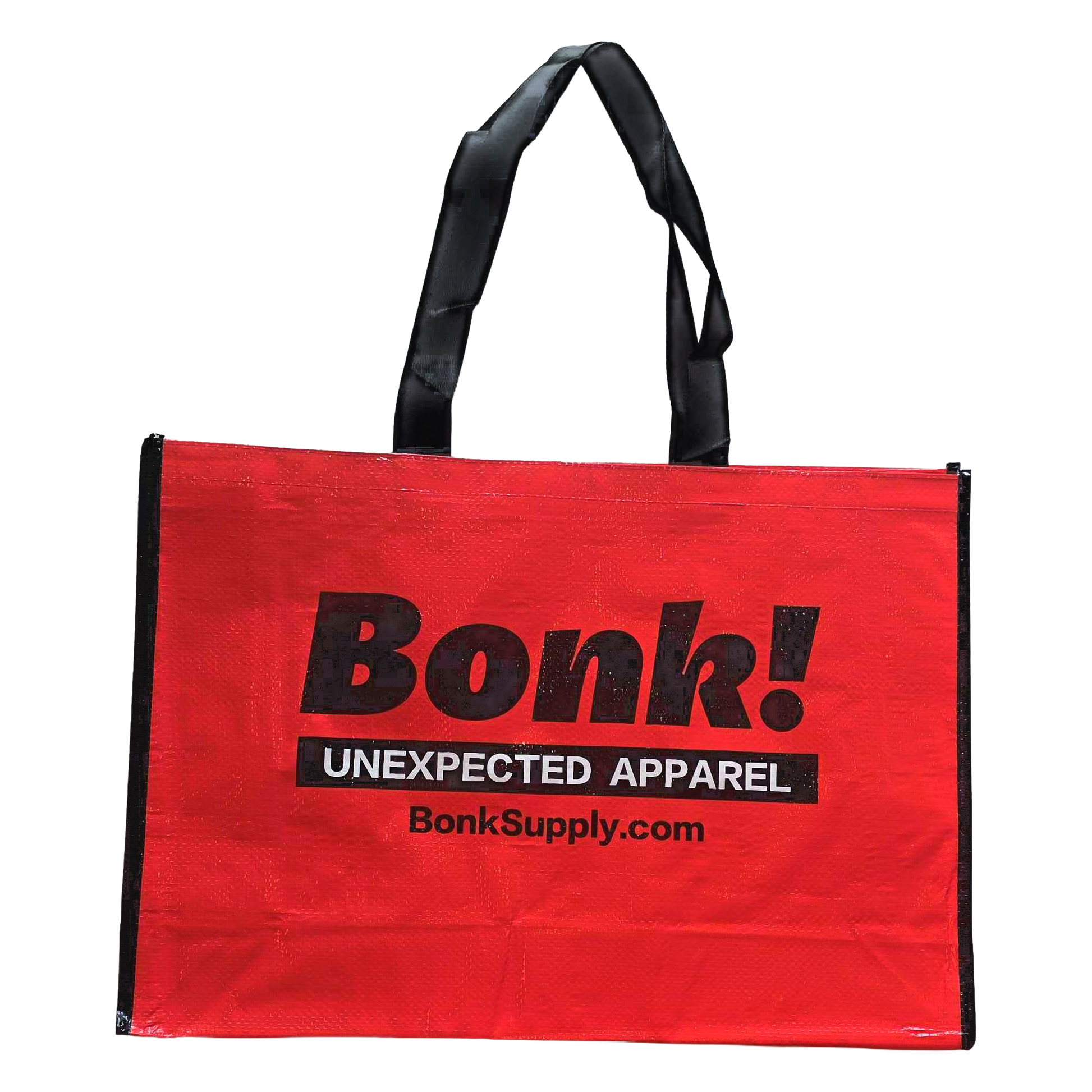 Red Bonk woven shopping bag, front view