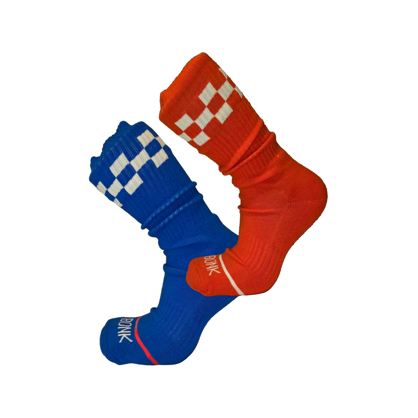 Bonk Cushioned 2-Pack - two pairs of cushioned crew socks in Varsity Blue and Electric Red