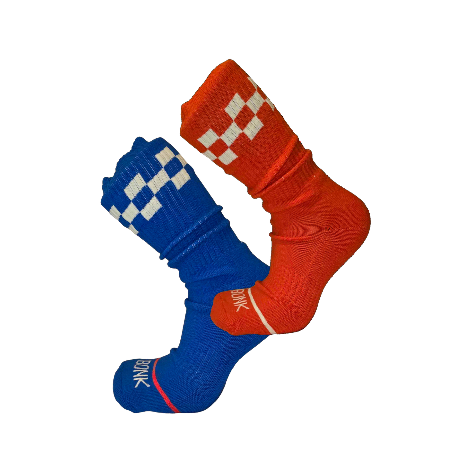 Bonk Cushioned 2-Pack - two pairs of cushioned crew socks in Varsity Blue and Electric Red