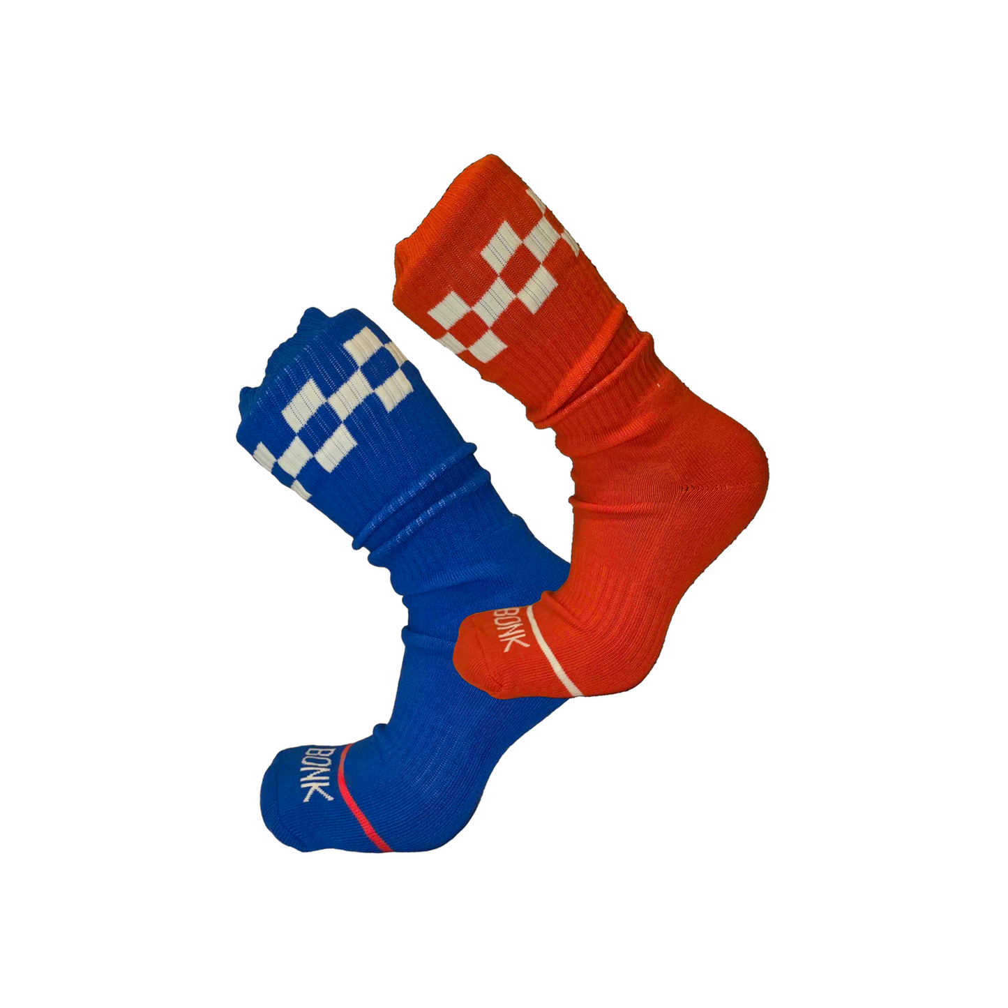 Bonk Cushioned 2-Pack - two pairs of cushioned crew socks in Varsity Blue and Electric Red