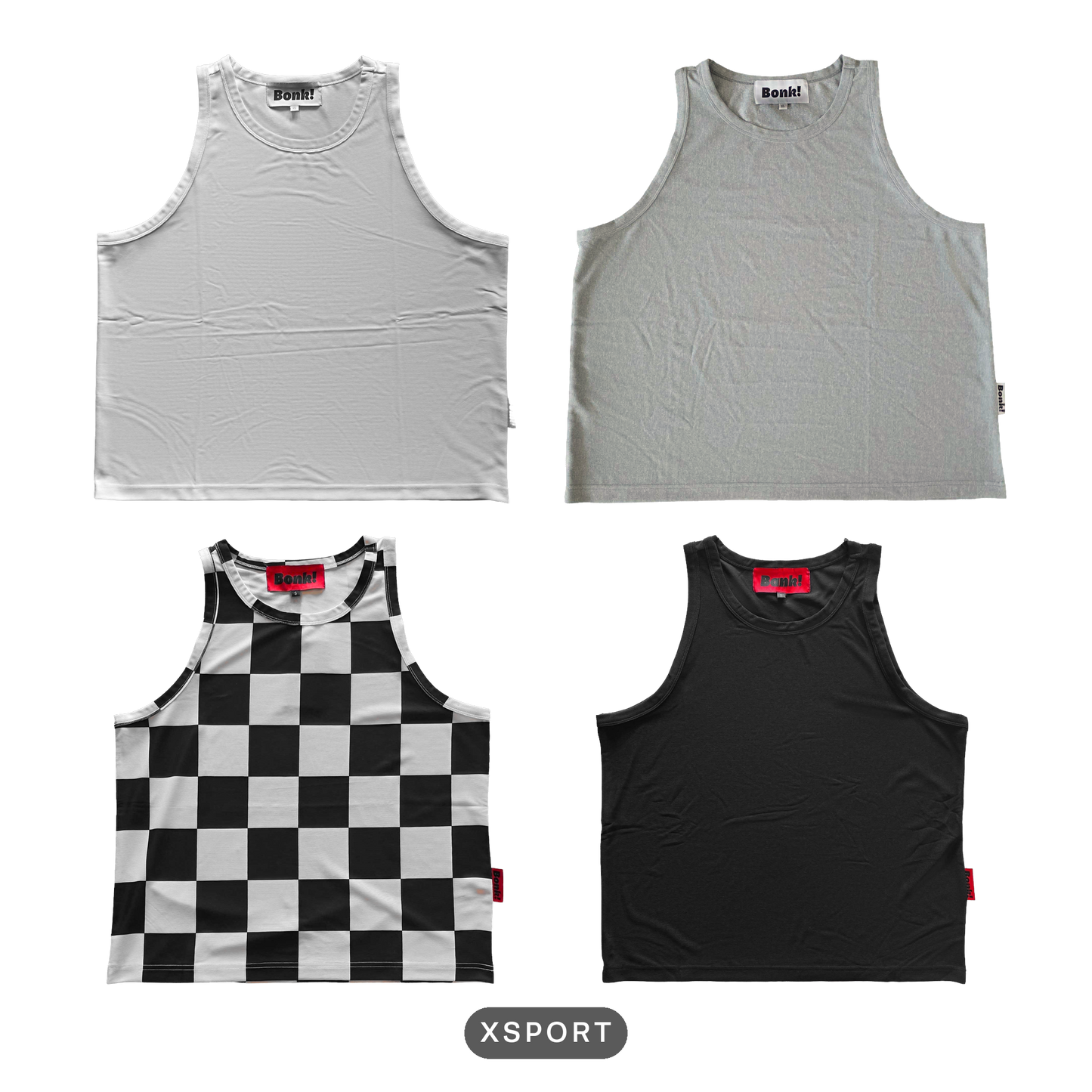 Bonk Tank Quad Pack, XSPORT build, all four colors: white, gray, checkerboard, black