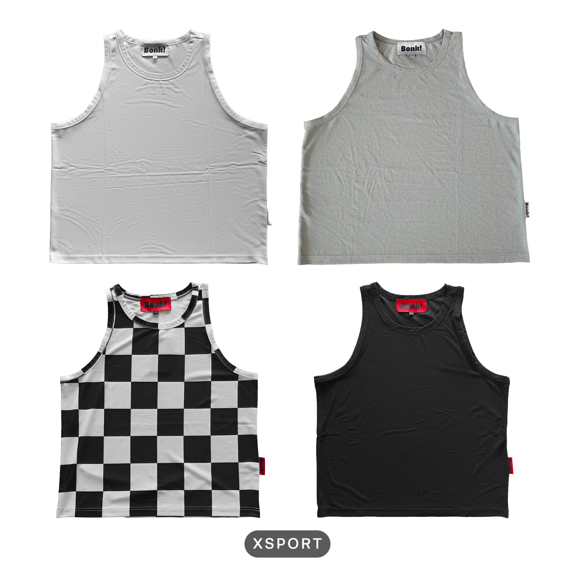 Bonk Tank Quad Pack, XSPORT build, all four colors: white, gray, checkerboard, black