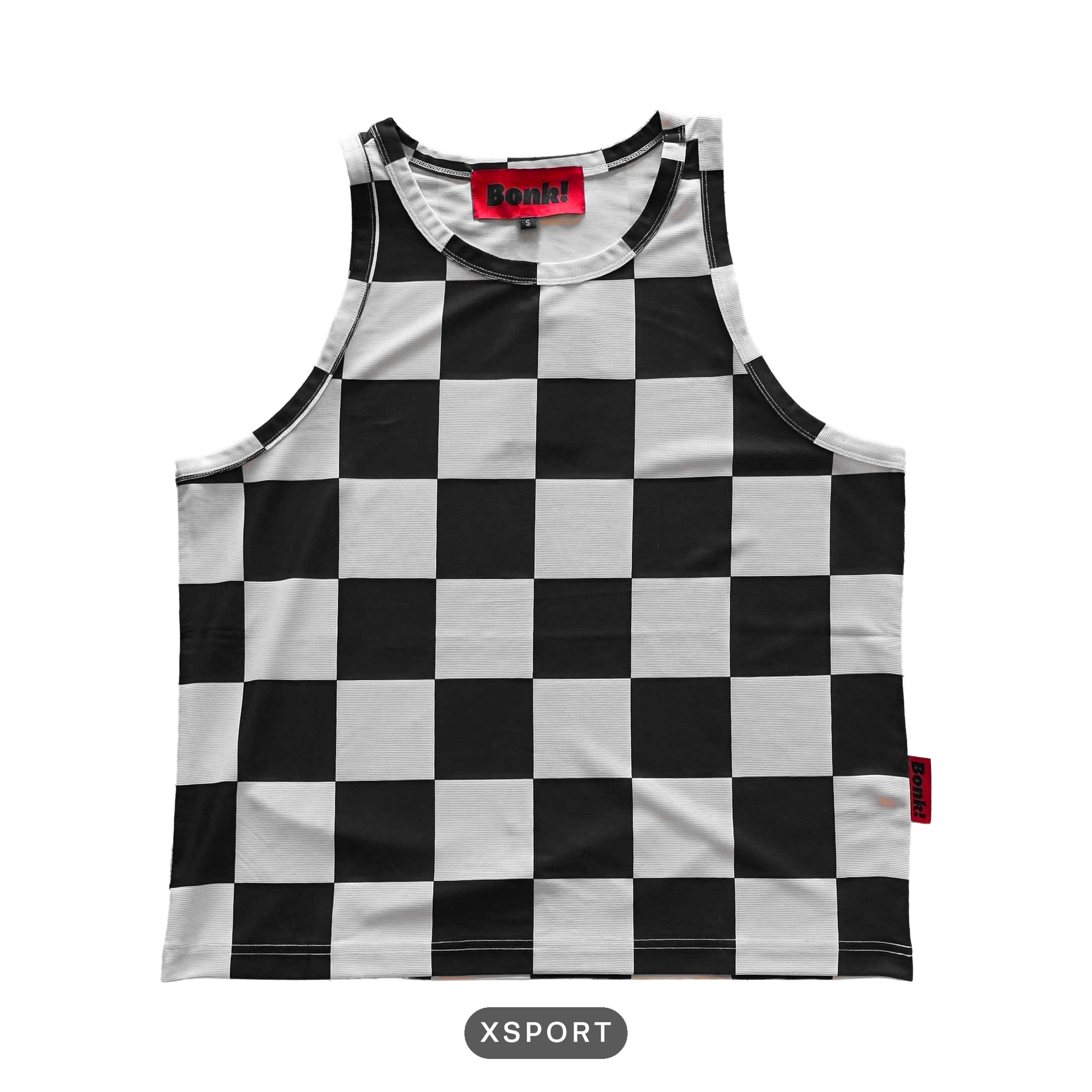 Bonk checkerboard tank, XSPORT build, front, cutout