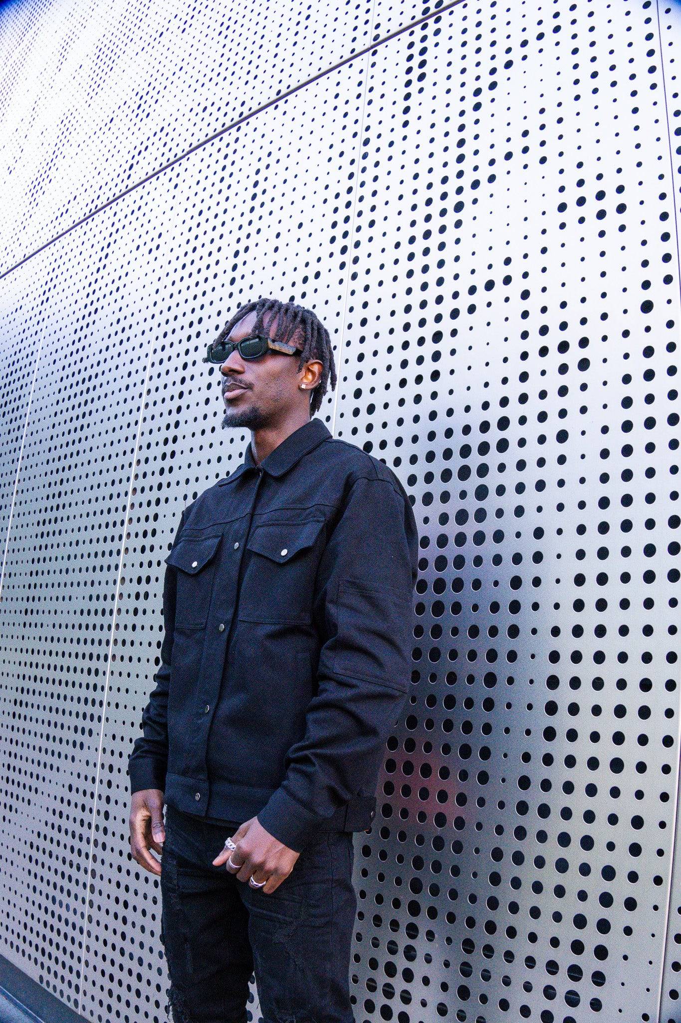 Visage Print on Black Heavy Overshirt - Bonk X AlphaGang