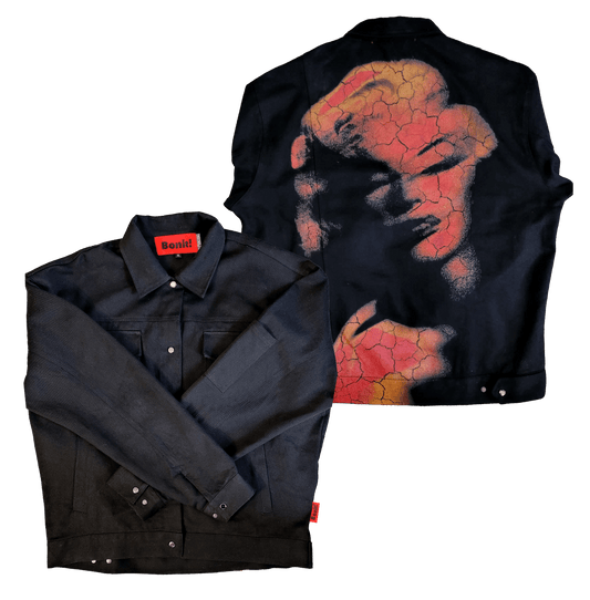 Visage Print on Black Heavy Overshirt - Bonk X AlphaGang