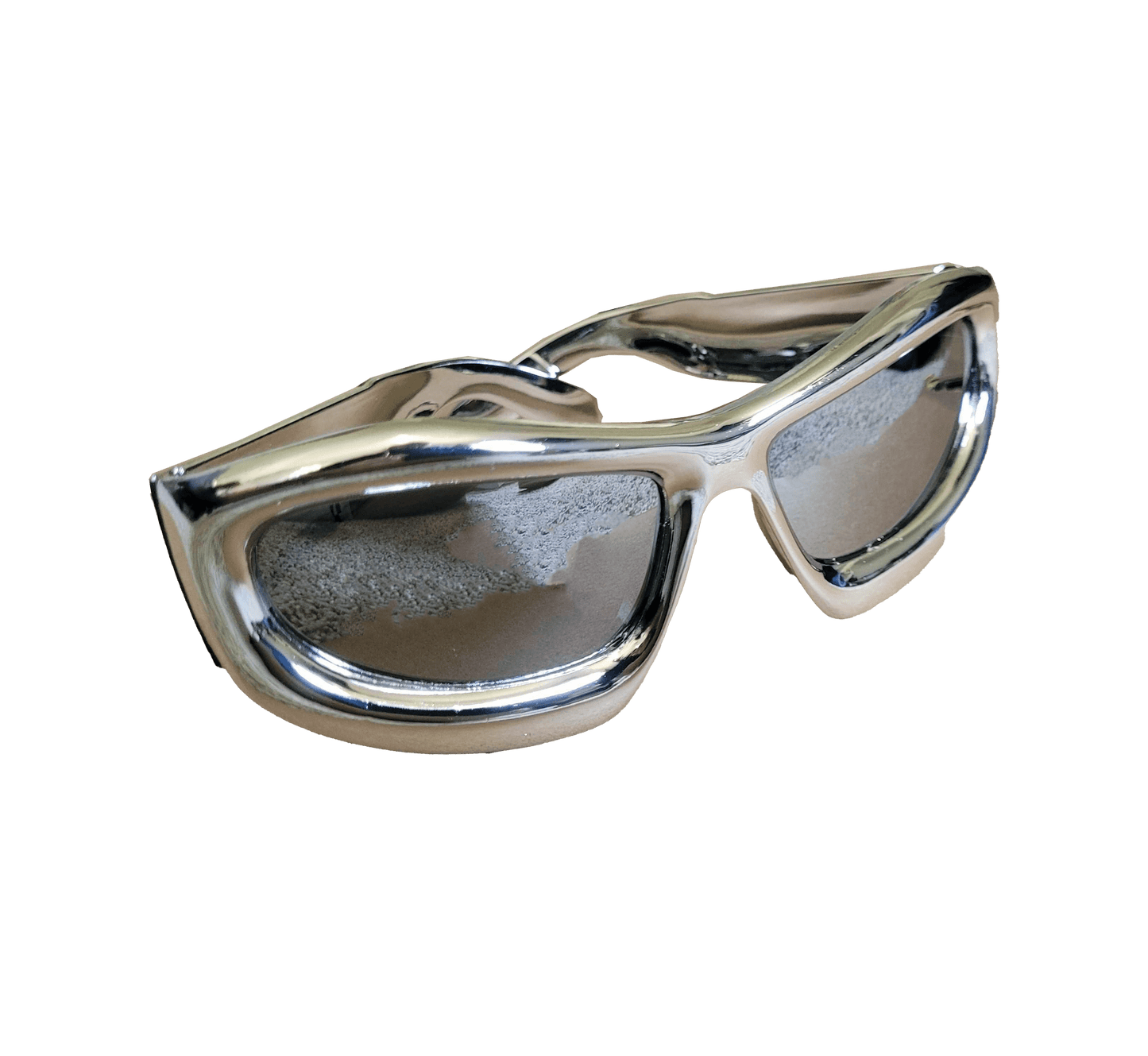 Bonk Y2K Sunnies bubble sunglasses, chrome frame with chrome mirror lens