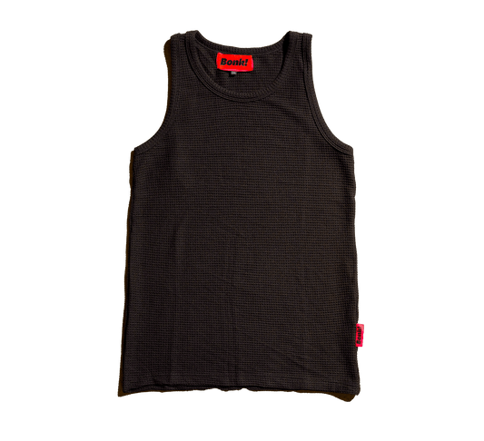 Black Waffle Knit Tank Top (2024)